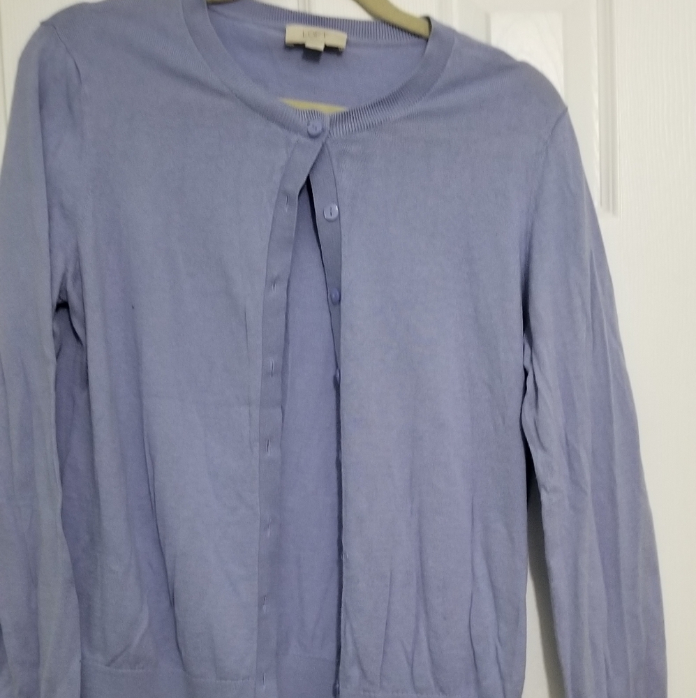 LOFT Periwinkle Buttondown Cardigan